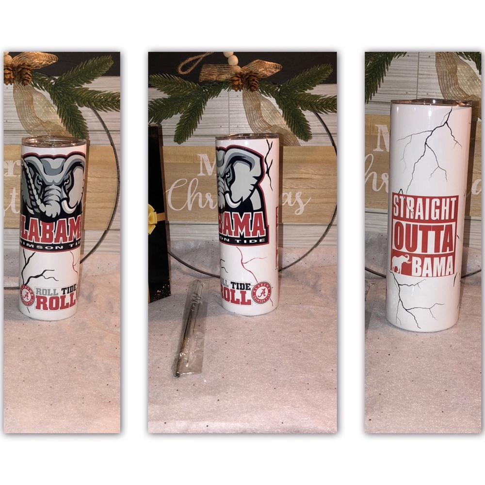 20oz skinny tumbler “Alabama University Roll Tide “come w/ straw & brush. NWOT